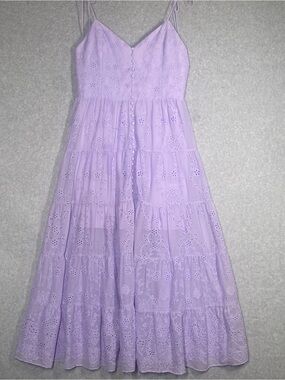 Alice + Olivia Lavender Eyelet Midi Dress
